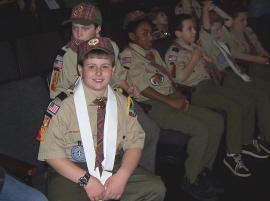 Ryan M., Bradley, Tyler, Zachary, Ryan D. and Anthony, shortly before receiving the Arrow of Light Award