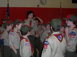 Senior Patrol Leader Ben with new scouts.