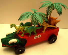 Matthew's 2006 Pinewood Entry: Dinosaurs in the jungle.