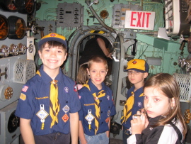 Michael, Gary, Chris and Megan inside the USS Ling